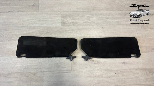 *RARE* JZA80 Supra Genuine OEM S1 RHD Half-Tanned Black Sun Visor Set (74310-14610-B0 + 74320-14680-B0)