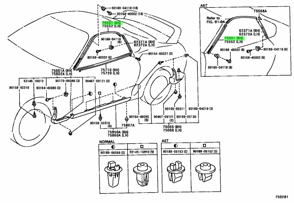 *NEW* JZA80 Supra Genuine OEM Roof Drip Side Finish Moulding Set (75551-14150 / 75552-14151)