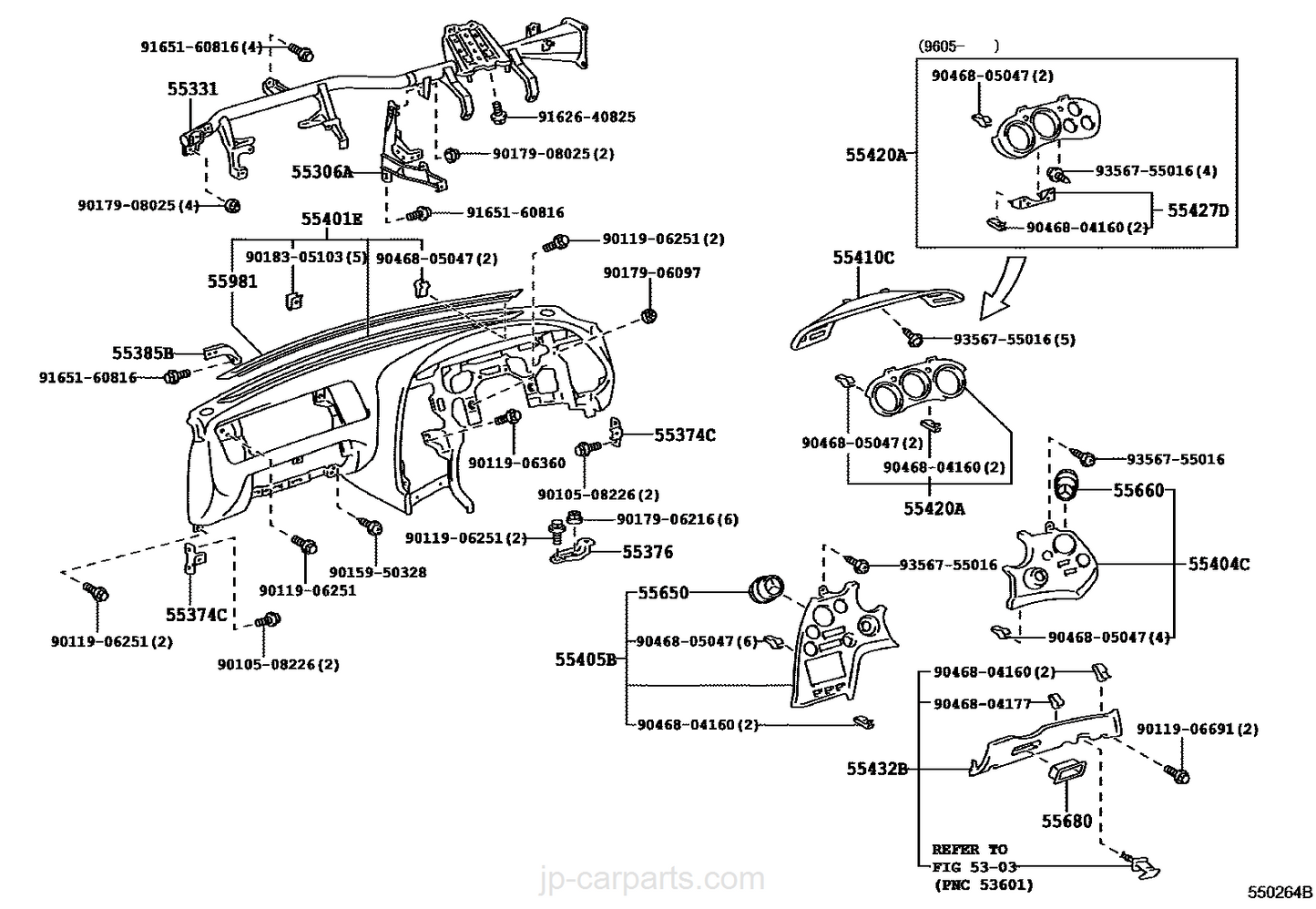 JZA80 Supra Genuine OEM RHD Dashboard Side Defroster Nozzle (55961-14080-C0)