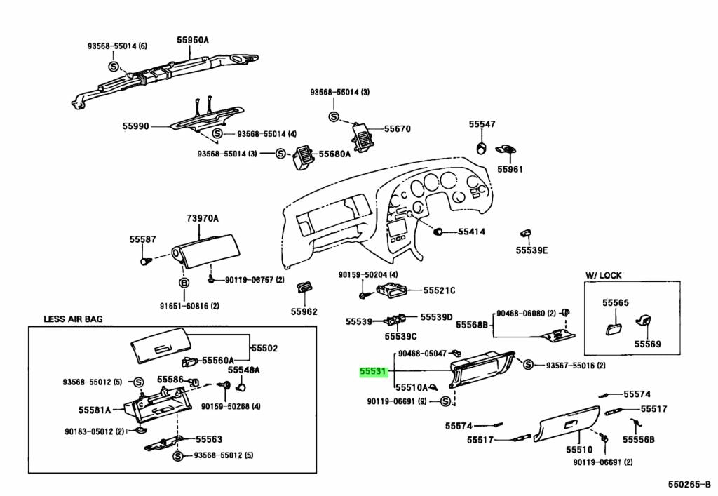 JZA80 Supra Genuine OEM Lower Glove Box (55531-14120 / 55550-14180-C0)