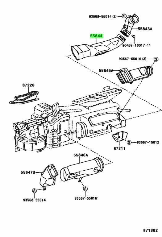JZA80 Supra RHD Heater Duct (55844-14180)