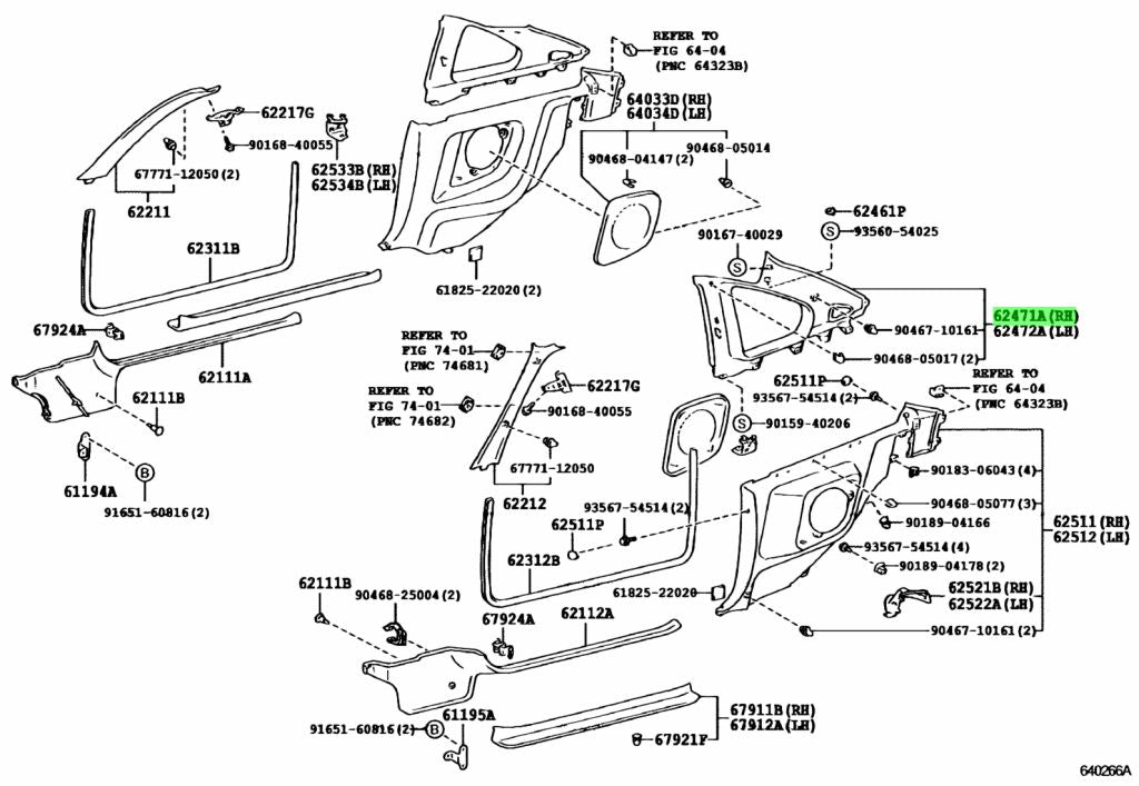 JZA80 Supra Genuine OEM LHD/RHD Left Side Quarter Window Interior Trim (62472-14281-C0)