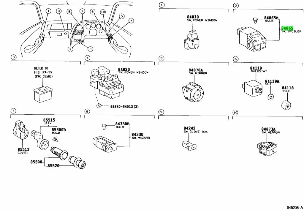 JZA80 Supra Genuine OEM Spoiler Control Switch (84865-14010)