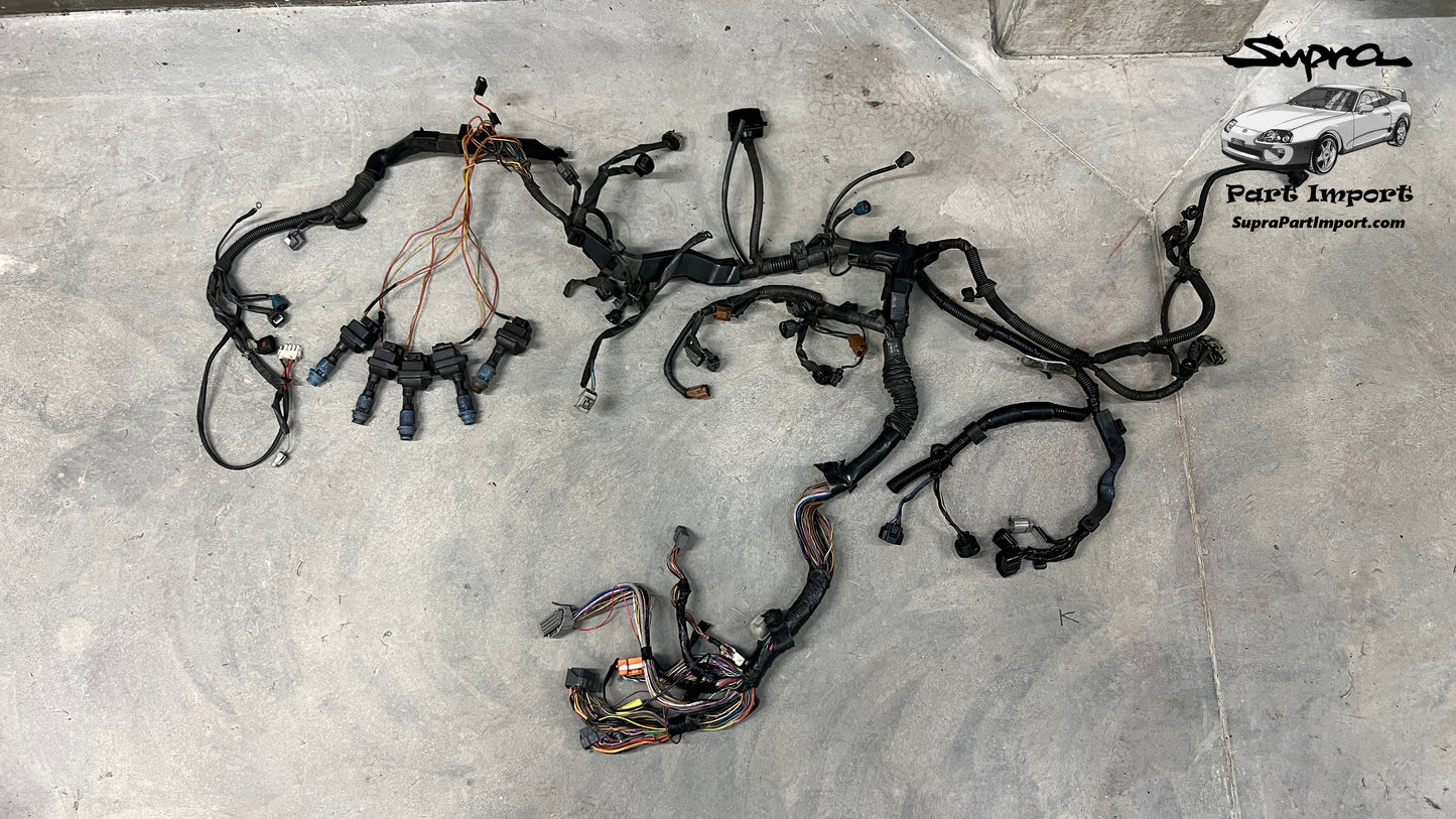 *RARE* JZA80 Supra OEM RHD TT Auto 2JZ-GTE Non-VVTi + Auto Gearbox Engine Harness (82121-14810 / 82121-14811)