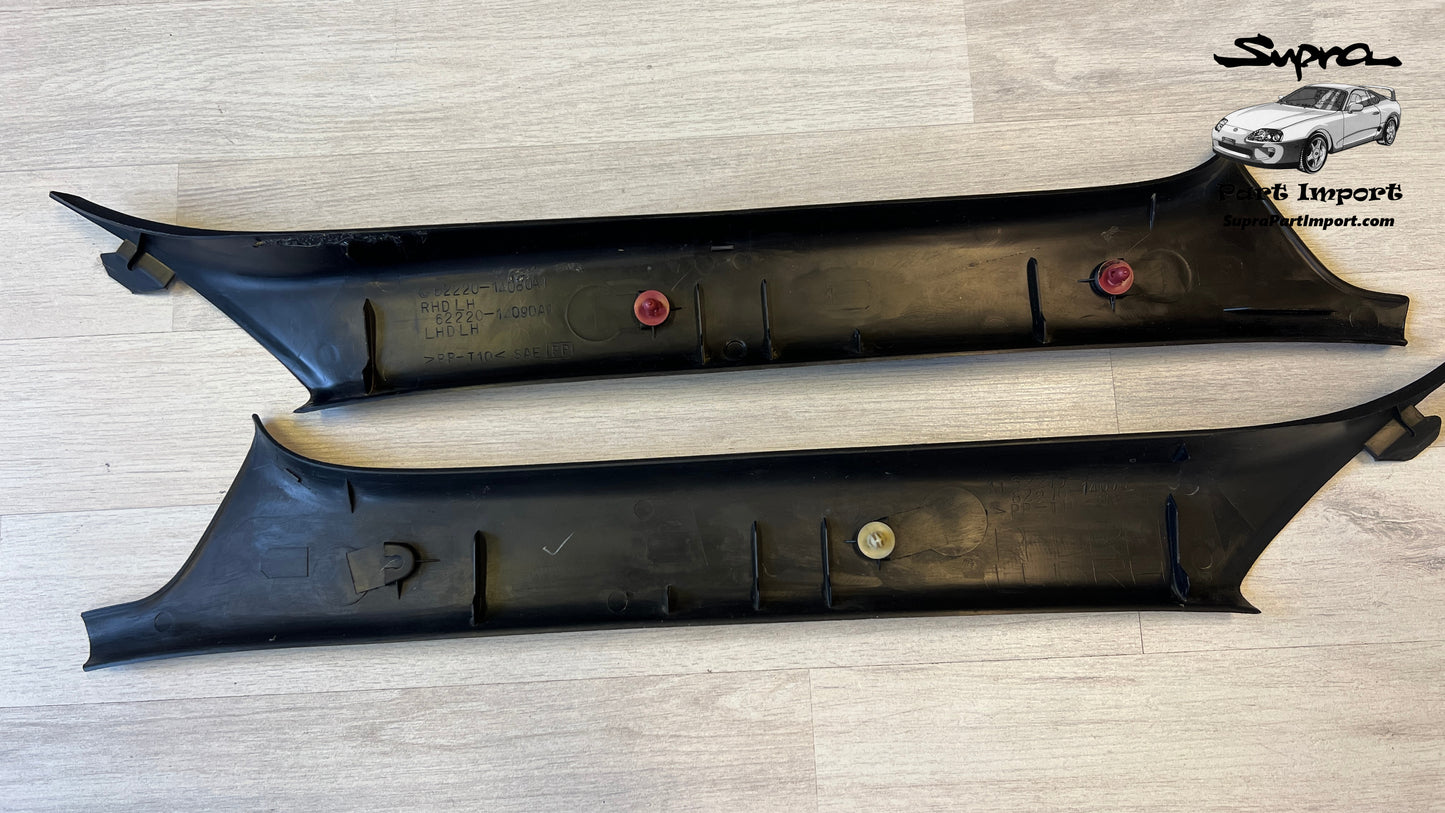*VERY RARE SET, LHD/RHD* JZA80 Supra Genuine OEM LHD Left+Right Side Targa A-Pillar Trim Set (2 pc.) (62220-14080/62220-14090 + 62210-14080-C0)