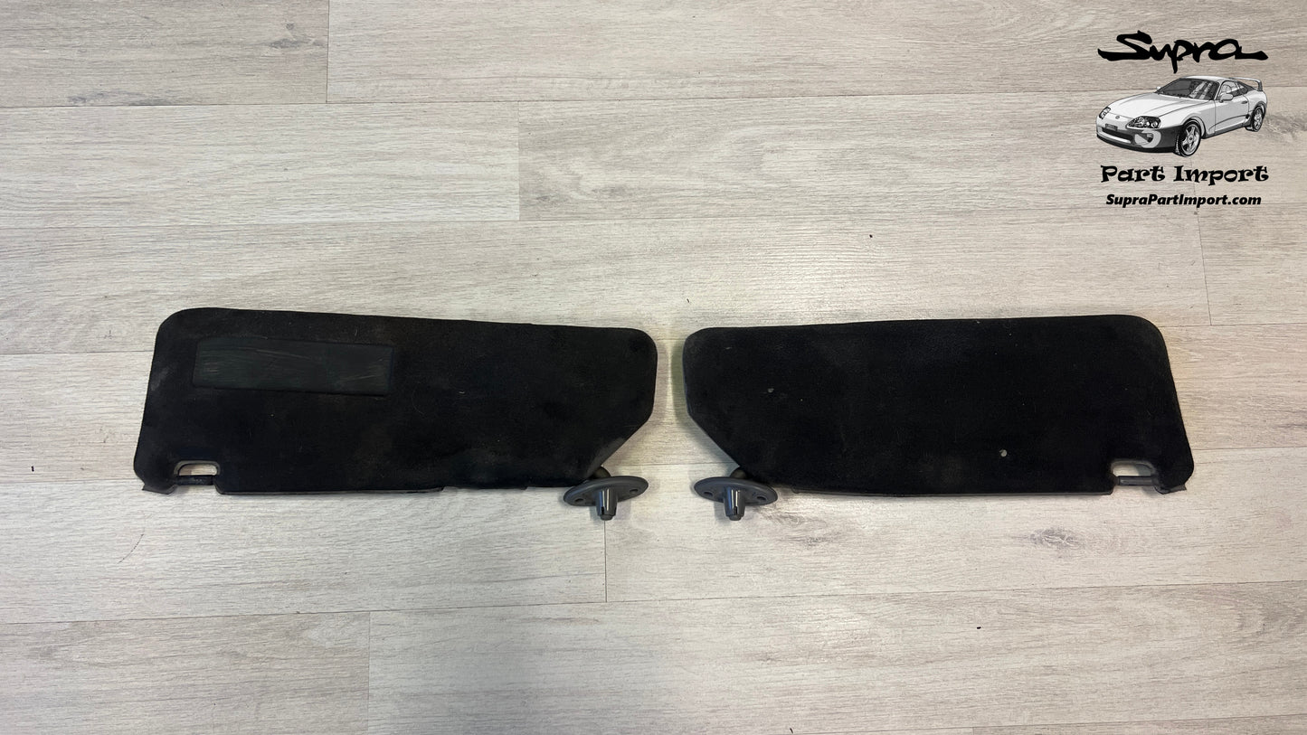 *RARE* JZA80 Supra Genuine OEM S1 RHD Half-Tanned Black Sun Visor Set (74310-14610-B0 + 74320-14680-B0)