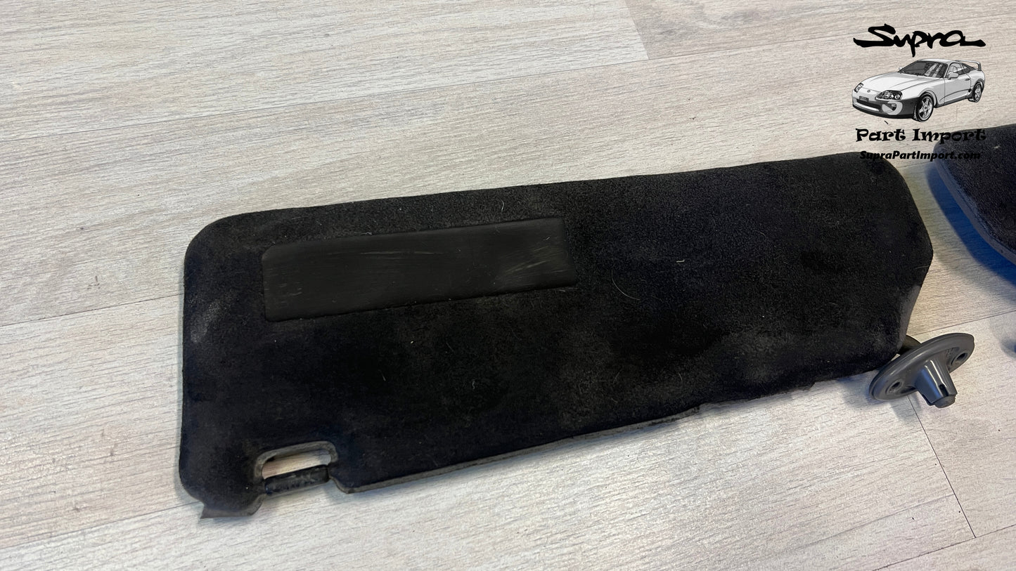 *RARE* JZA80 Supra Genuine OEM S1 RHD Half-Tanned Black Sun Visor Set (74310-14610-B0 + 74320-14680-B0)