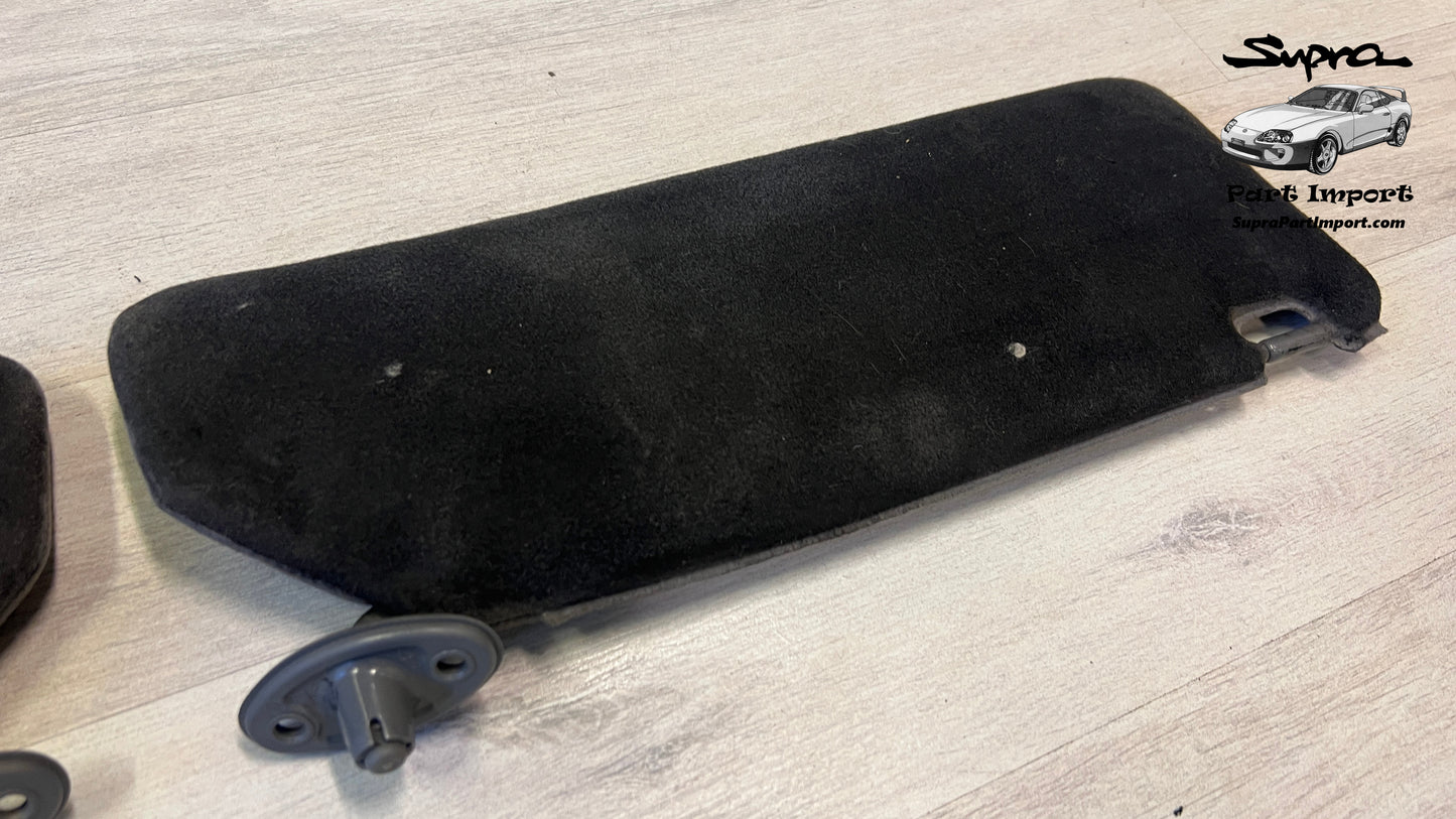*RARE* JZA80 Supra Genuine OEM S1 RHD Half-Tanned Black Sun Visor Set (74310-14610-B0 + 74320-14680-B0)