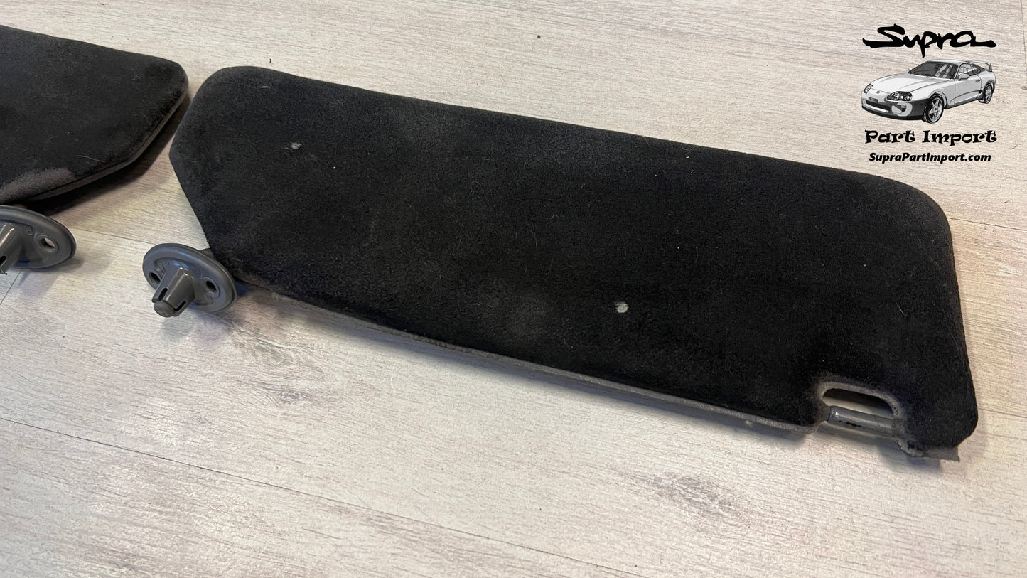 *RARE* JZA80 Supra Genuine OEM S1 RHD Half-Tanned Black Sun Visor Set (74310-14610-B0 + 74320-14680-B0)