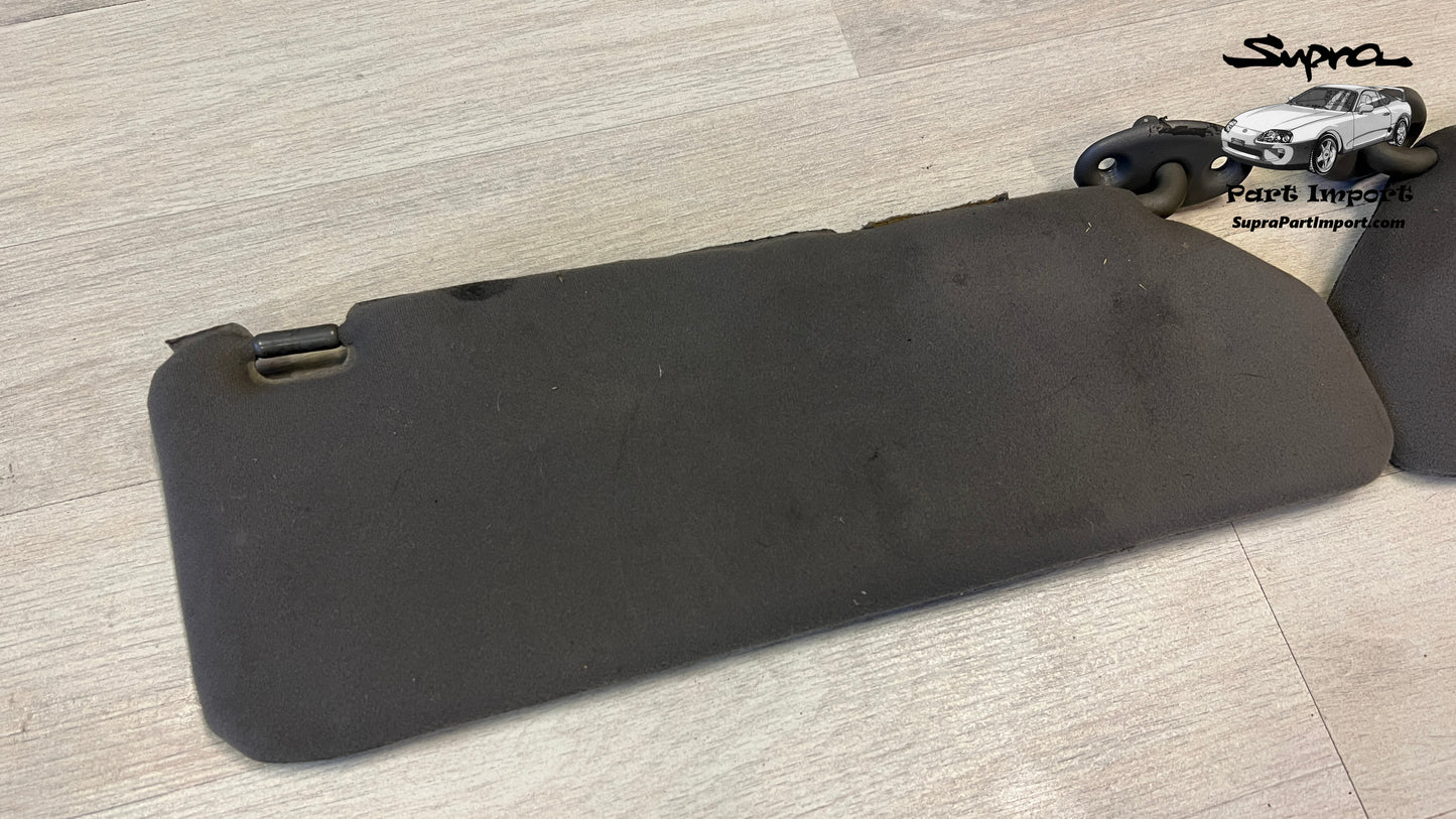*RARE* JZA80 Supra Genuine OEM S1 RHD Half-Tanned Black Sun Visor Set (74310-14610-B0 + 74320-14680-B0)