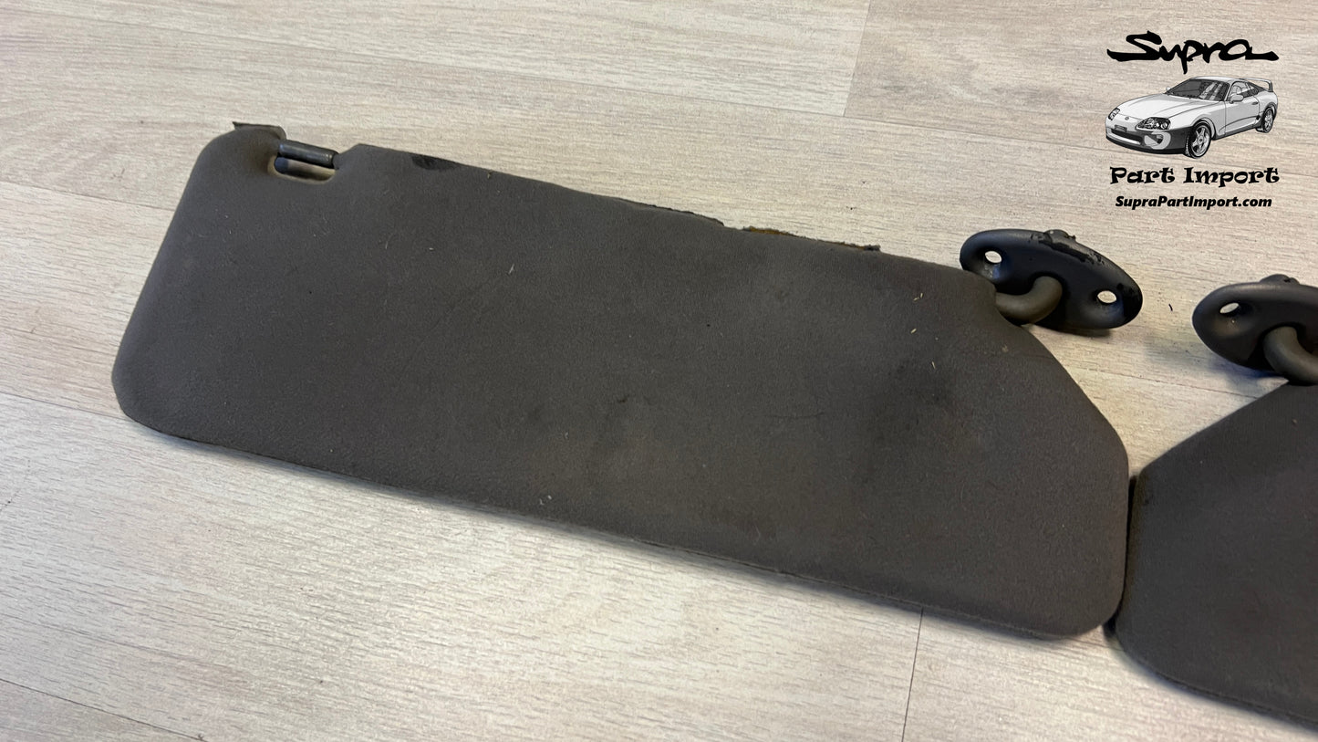 *RARE* JZA80 Supra Genuine OEM S1 RHD Half-Tanned Black Sun Visor Set (74310-14610-B0 + 74320-14680-B0)