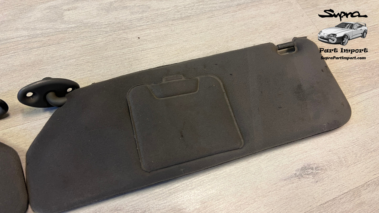 *RARE* JZA80 Supra Genuine OEM S1 RHD Half-Tanned Black Sun Visor Set (74310-14610-B0 + 74320-14680-B0)