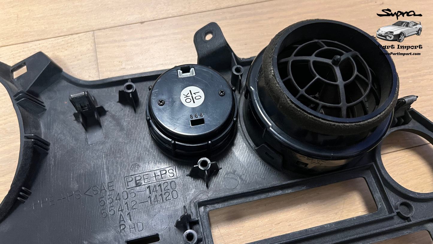JZA80/MK4 Supra Genuine OEM S1 RHD Radio Panel, Center Instrument Cluster Finish (55405-14120)