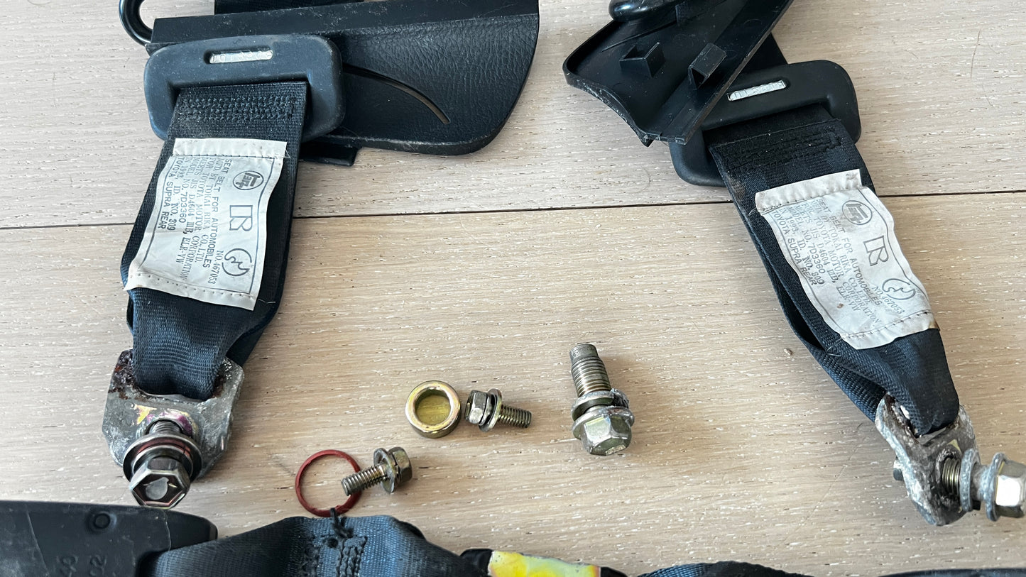 JZA80 Supra Genuine OEM Rear Safety Belt Set + Rear Buckles (73370-14171-C0 + 73360-14291-C0)