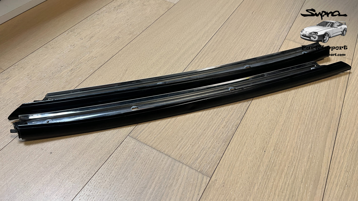 *RARE, DISCO* JZA80 Supra Genuine OEM LHD/RHD Targa A-Pillar (Roof Drip Side Finish) Exterior Moulding Set (2 pc) (75552-14160 + 75551-14160)