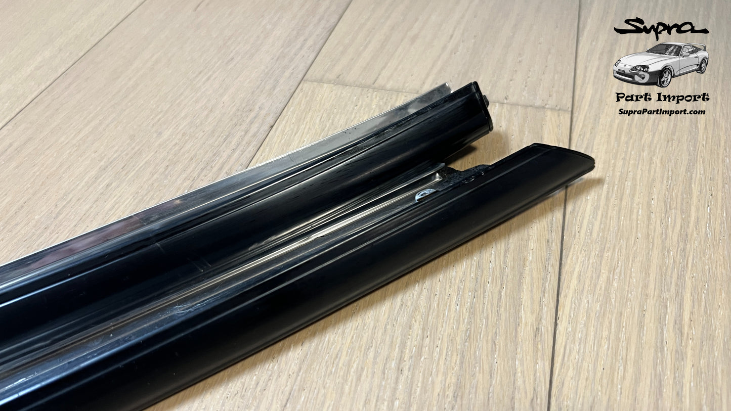 *RARE, DISCO* JZA80 Supra Genuine OEM LHD/RHD Targa A-Pillar (Roof Drip Side Finish) Exterior Moulding Set (2 pc) (75552-14160 + 75551-14160)