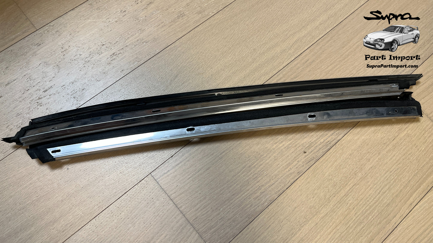 *RARE, DISCO* JZA80 Supra Genuine OEM LHD/RHD Targa A-Pillar (Roof Drip Side Finish) Exterior Moulding Set (2 pc) (75552-14160 + 75551-14160)