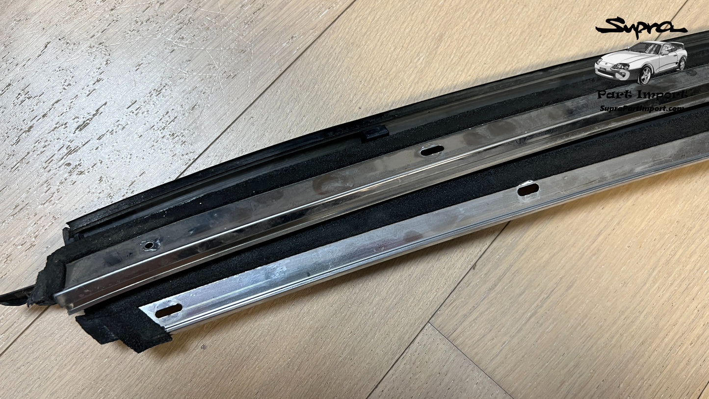 *RARE, DISCO* JZA80 Supra Genuine OEM LHD/RHD Targa A-Pillar (Roof Drip Side Finish) Exterior Moulding Set (2 pc) (75552-14160 + 75551-14160)