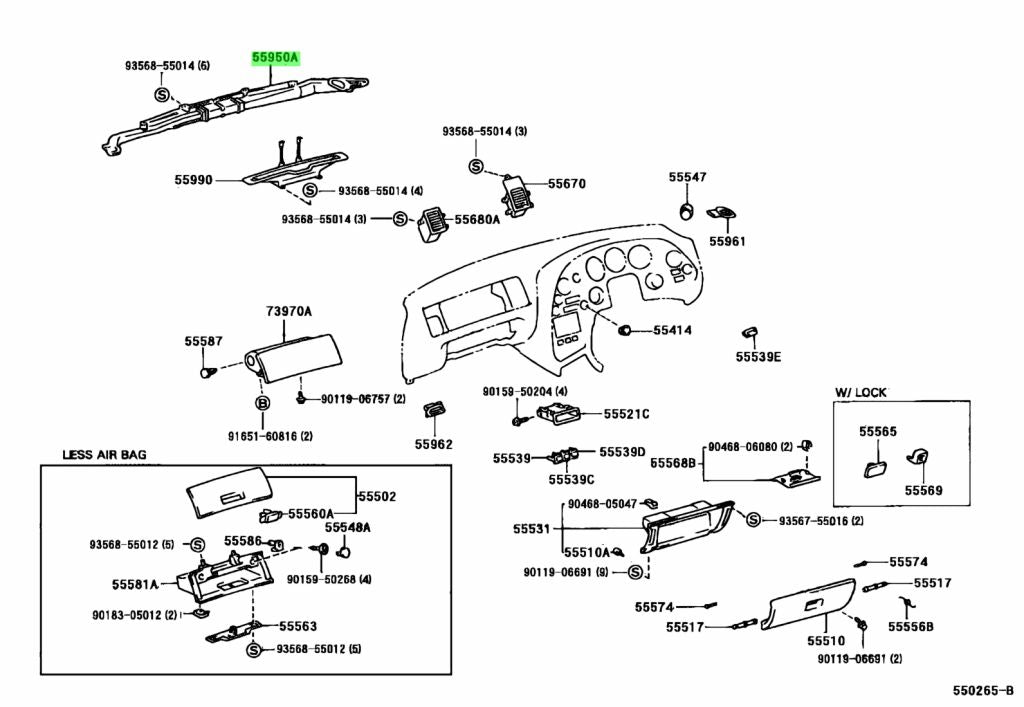JZA80/MK4 Supra Genuine OEM LHD/RHD Defroster Nozzel Assy (55950-14130 / 55950-14140)