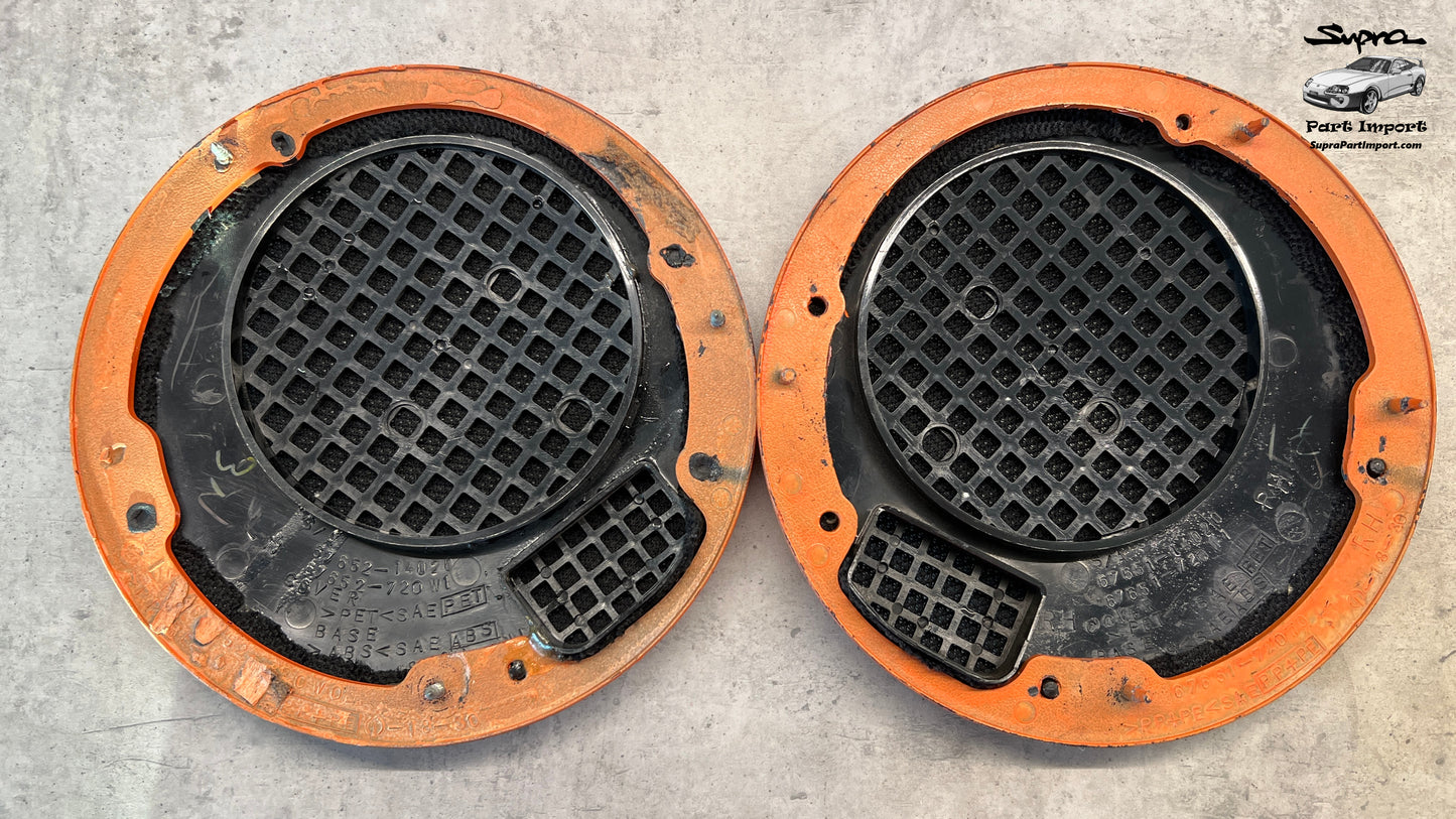 JZA80 Supra Genuine OEM LHD/RHD Door Card Speaker Grille Set + Bezels (67652-14020 + 67651-14020)