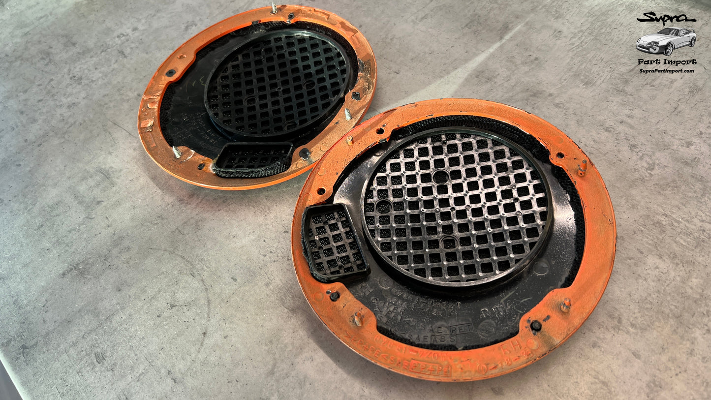 JZA80 Supra Genuine OEM LHD/RHD Door Card Speaker Grille Set + Bezels (67652-14020 + 67651-14020)