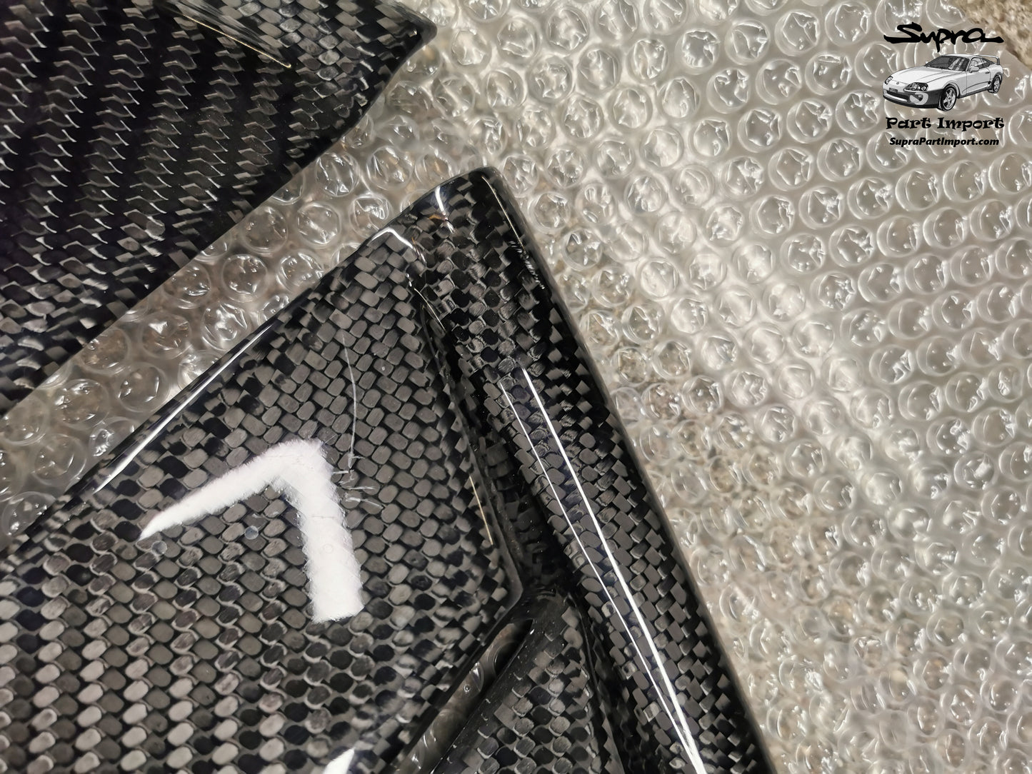 JZA80 Supra Aftermarket N1Composites Gloss 2x2 Carbon Fiber Rear Quarter Window Louvers