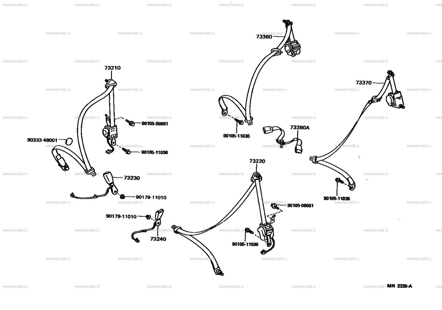 JZA80/MK4 Supra Genuine OEM Rear Safety Belt Set + Rear Buckles