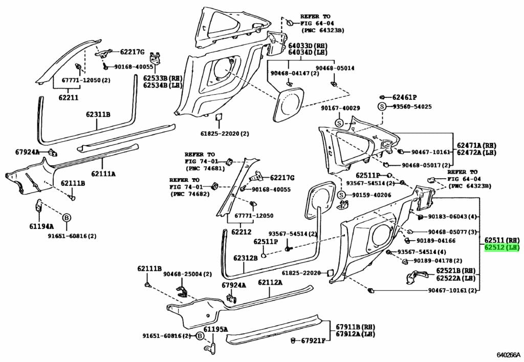 JZA80 Supra Genuine OEM Left Side Rear Speaker Trim Assembly (62520-1B150)