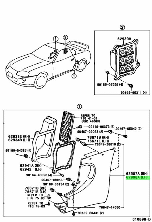 JZA80 Supra Genuine OEM LH + RH Quarter Panel Inlet Garnish (62908-14010-A0 + 62907-14010-A0)